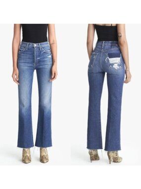 Mother Superior The Tripper Weekender Fray Flare Jeans My Treat Blue Size 26